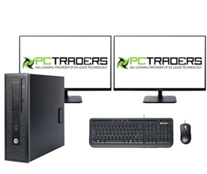 Hp Desktop Computers: Multitasker Business Setup - HP 800 G2 SFF Ex Lease Desktop PC i5 6th Gen 16GB 128GB SSD + 500GB HDD Windows 10 Pro WIFI Includes 2X 22" LCD