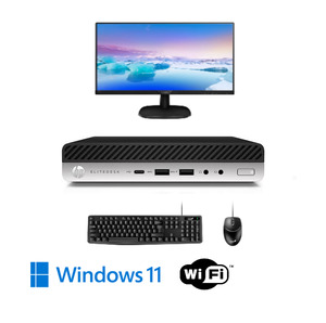 24 Hour Specials: Special Combo Deal HP EliteDesk 800 G4 Tiny Mini PC i5-8500T 8GB RAM 256GB SSD Windows 11 Pro 24" LCD