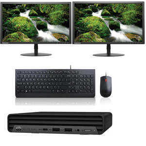 24 Hour Specials: Powerful PC Setup!! HP Mini 800 G9 Tiny PC Ex Lease i5 12th gen 32GB RAM 1TB SSD Win 11 Pro, includes: 2 x 24" Ex lease Monitors (All Cables will be provided) + WIFI Ready