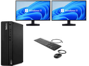 Lenovo Collection: Dual Screen Combo Lenovo ThinkCentre M75 RYZEN 7 PRO 4.4GHz Faster Than i7 10th Gen CPU 16GB RAM 512GB SSD Windows 11 Pro 2X 22" LCD