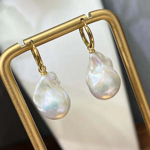 Pearl Stud Earring: French Style Loop Baroque Earrings