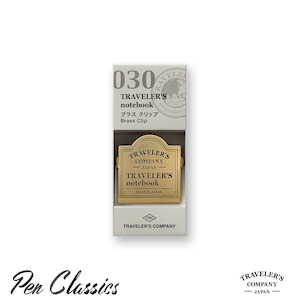 Traveler's Notebook Accessory 030 - Brass Clip - TRC Logo