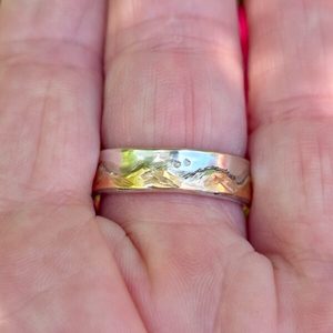 Dawn Chorus ring, rectangular silver and 18ct pink gold. Size S - Penelope Barnh&hellip;