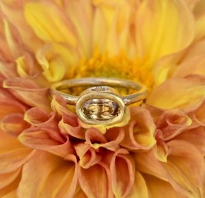 Imperial topaz and sapphire empress ring. silver, 24ct and 18ct pink gold. Size &hellip;