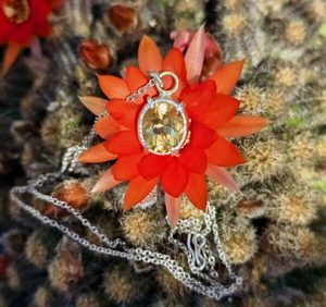 Citrine Medieval Claw necklace, 12mm x 10mm Brazilian citrine, silver and 18ct g&hellip;