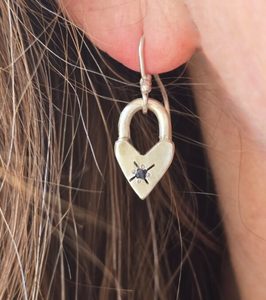 Products: Locket earrings with sapphire. pure silver and sterling silver - Penelope Barnhill Jewellery