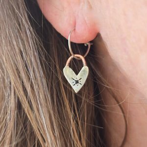 Products: Locket hoops. pure and sterling silver, copper and sapphire - Penelope Barnhill Jewellery