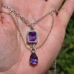 Products: Empress necklace. Brazilian amethyst, silver, 24ct gold and 9ct gold chain - Penelope Barnhill Jewellery