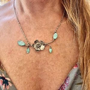Products: Briar Rose Necklace. silver, copper, sapphire. One off. - Penelope Barnhill Jewellery