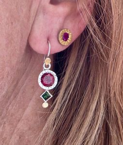 Hera earrings. African garnet, Brazilian tourmaline, silver and 24ct gold. One p&hellip;