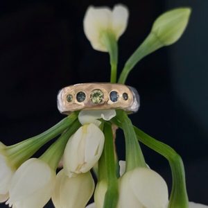 Eclipse ring. ethical, unheated green sapphires, 18ct pink gold. Size L 1/2 - Pe&hellip;
