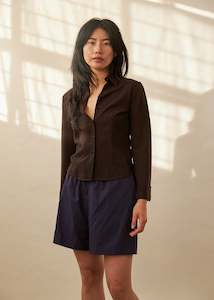 Beachy Shorts (Oxford Plum Stripe)