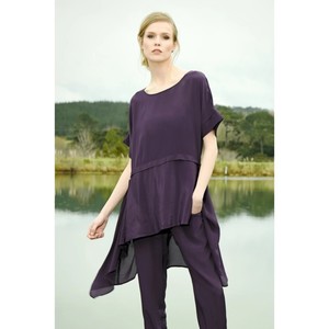 Curate - Still Waters Top - Aubergine - Peonies of Martinborough