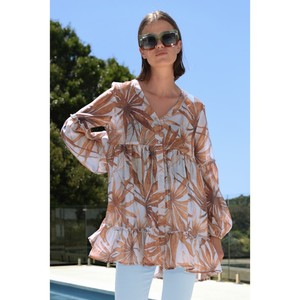 Products: Curate - Take Cover Top - Sky Blue Palm - Peonies of Martinborough