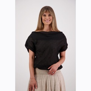 Products: Briarwood - Shelby Black Linen Top - Peonies of Martinborough