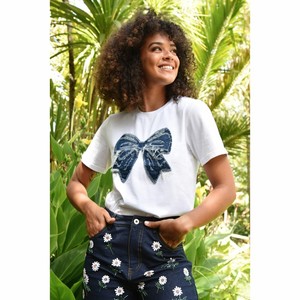 Products: Coop - Simply Bowtiful T-shirt - White/Denim - Peonies of Martinborough