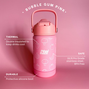 Drink Bottles: Bubble Gum Pink Stainless Steel Kids Drink Bottle