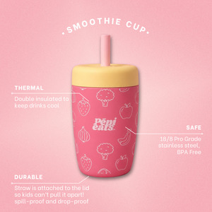 Drink Bottles: Pink Pēpi Eats Stainless Steel Smoothie Cup