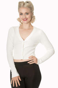 Cardigan Jackets: WHITE KNIT CARDIGAN