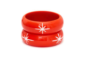Halloween: WIDE TANGERINE CARVE STARBURST BANGLE