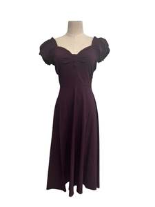 Sz 14: UNIQUE VINTAGE PLUM DRESS SZ 8