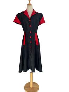 Sz 14: BLACK & RED DINER DRESS SZ 14