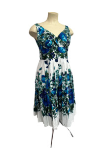 RETROSPECTD  BLUE BUTTERFLY DRESS sz 14