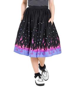 Rewind Skirts: HELLBUNNY FLAME SWING SKIRT | 22