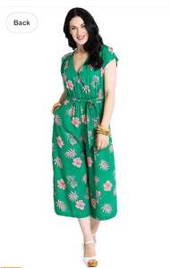 Rewind Pants Jumpsuits: HELLBUNNY GREEN HIBICUS PANTSUIT sz18