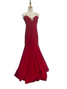VINTAGE RED VELVET FISHTAIL DRESS SZ 10