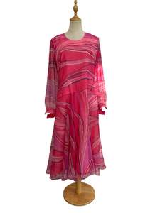 Sz 15: ROSEMARIE MULLER 70S CHIFFON DRESS SZ 14