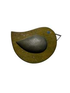 WOOD BIRD BROOCH