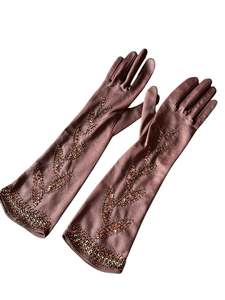 PERSONALITY BROWN SEQUIN GLOVES | 7.5