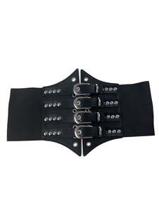 Sz8: BLACK BUCKLED WAIST BELT 8/10
