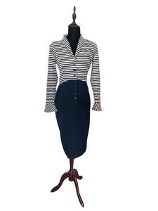 Sz 10: BETTIE PAGE NAVY DRESS | S