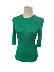 KATE SYLVESTER GREEN GLITTER TOP | S