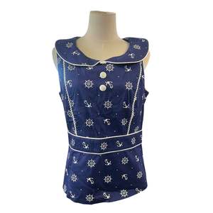 Sz 14: VOODOO VIXEN BLUE NAUTICAL TOP | L