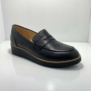 Loafer 1: Oley Leather Loafer with Wedge Heel Top End