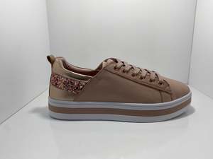 A E: Piper Leather Sneaker with Rose Gold Trim Sparkle around the Heel A & E