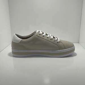 Pixie Leather lace Up Sneaker Stone/White A & E
