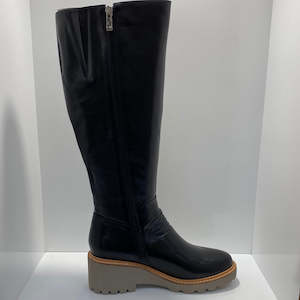 Long Boots: Patience Long Leather Boot Platform Wedge Sole EOS