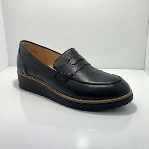 Loafer 1: Oley Leather Loafer with Wedge Heel Top End