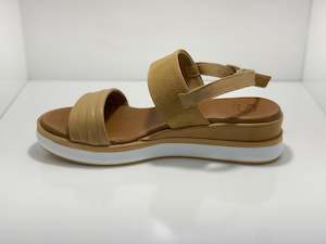 113014 Sempre Di Scissors Tan Sandal with Wedge