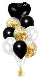 9 pcs gold and black confetti balloons - Set B