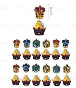 Wrappers: 12 pcs Wizard class emblem cupcake toppers Set C