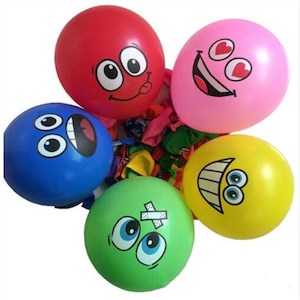 End Of Stock Sale Items: Multi coloured Emoji balloons - 10 pack - latex
