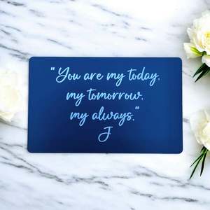 Personalised Unique Christmas Gifts: Personalised Metal Wallet Card with Message