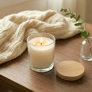 Personalised Scented Soy Candle in Glass Jar with Wooden Lid