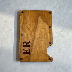 Personalised Birthday Gifts: Personalised Wooden Card Holder with Initials Engraved