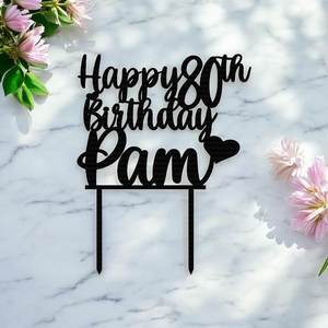 Personalised Name and Year Birthday Cake Topper